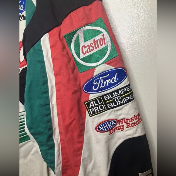 John Force Racing Castrol GTX Pit Jacket White Mens Size 2XL Vintage - Picture 4 of 16